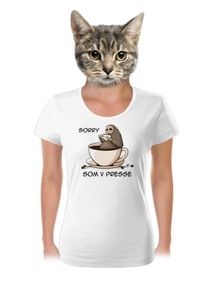 V presse dámske tričko White