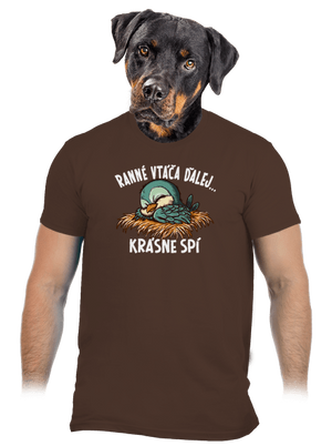 Ranné vtáča spí pánske tričko Brown