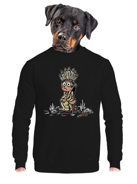 Indiánek unisex mikina bez kapucne Black