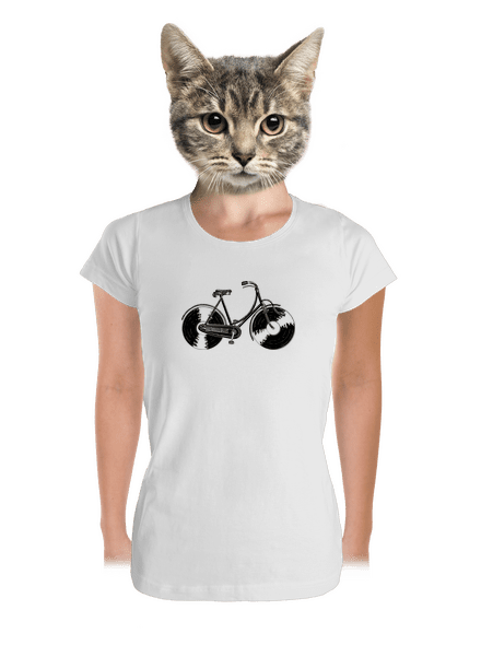 Gramofónový bicykel dámske tričko prémium White