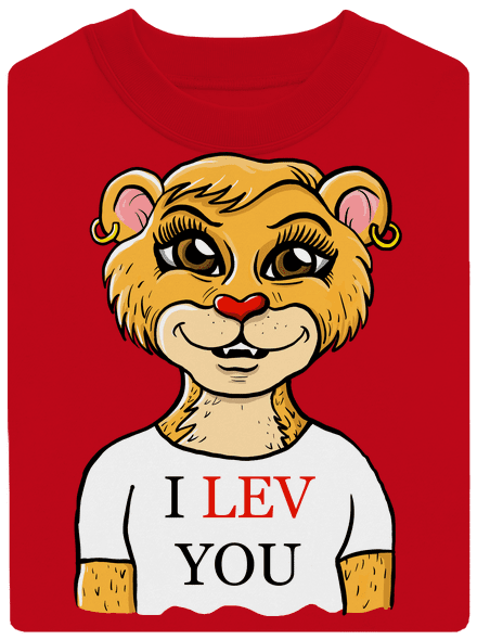 I lev you unisex mikina bez kapucne Red