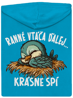 Ranné vtáča spí dámska mikina na zips Blue Atol