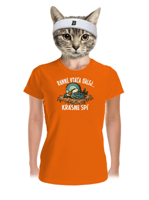 Ranné vtáča spí dámske športové tričko Neon Orange