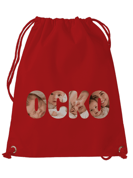 Nápis ocko z vlastných fotiek vak Red Mal