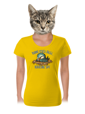 Ranné vtáča spí dámske tričko Yellow