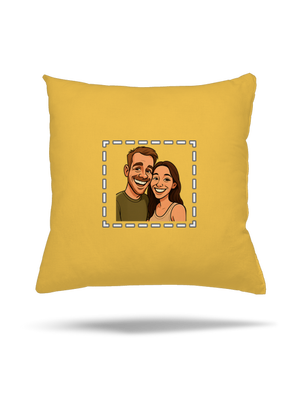 Karikatúra z vlastnej fotky vankúš Yellow Gold