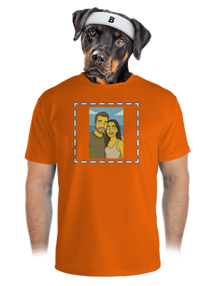 Simpsonovi z vlastnej fotky pánske športové tričko Neon Orange