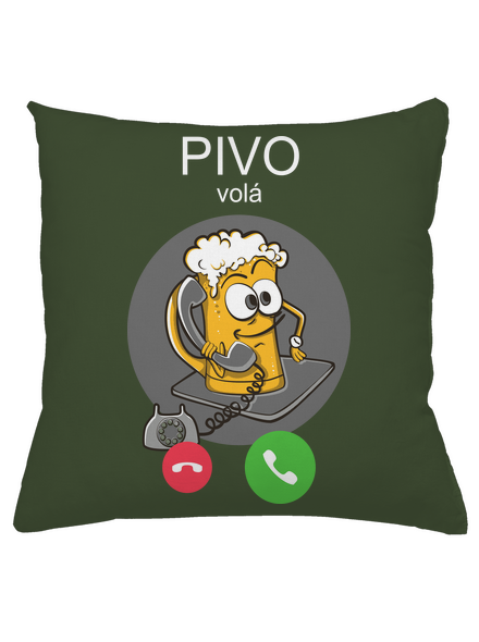 Pívo volá vankúš Olive Green