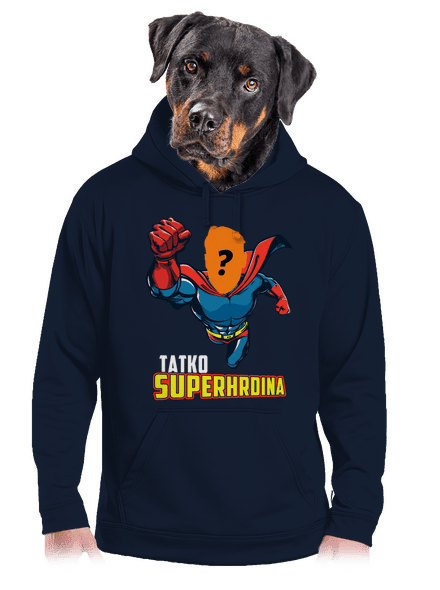 Tatko superhrdina pánska mikina klokanka Navy