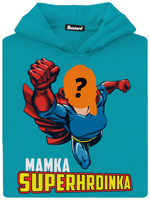 Mamka superhrdinka detská mikina klokanka Hawaiian Blue