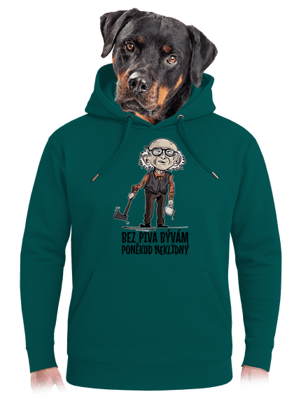 Neklidný bez piva unisex mikina premium Emerald Green