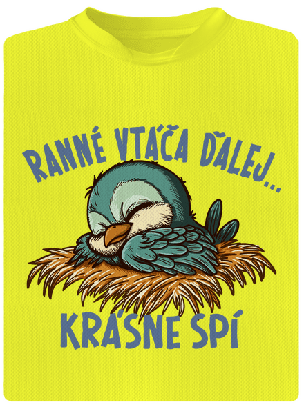Ranné vtáča spí pánske športové tričko Neon Yellow