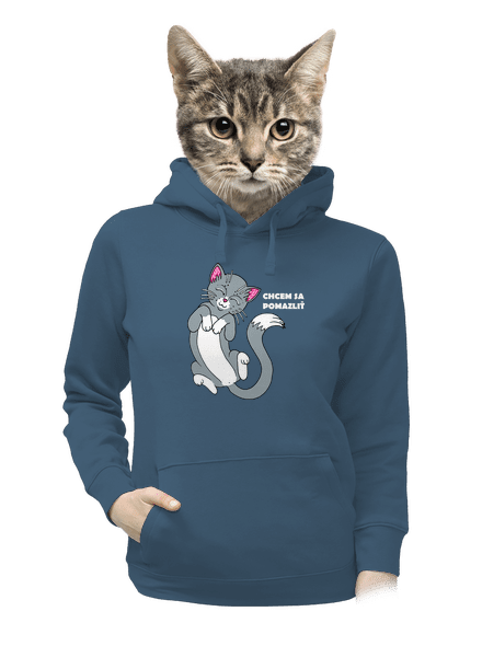 Chcem sa pomazliť dámska mikina klokanka Denim