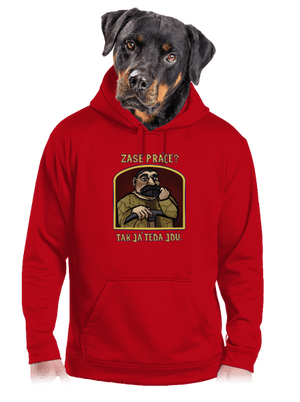 Zase práce? pánska mikina klokanka Red