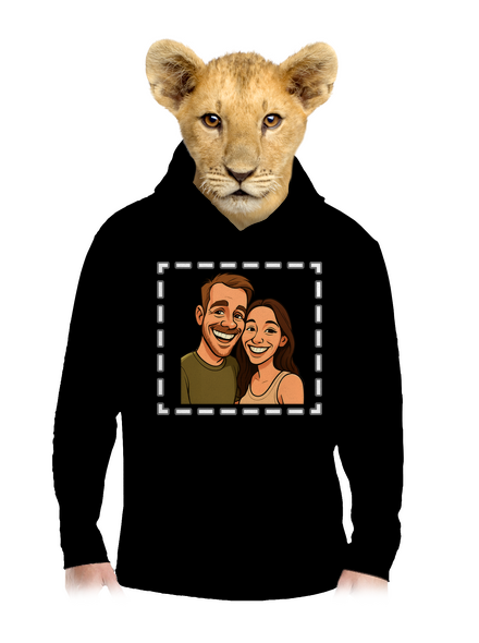 Karikatúra z vlastnej fotky detská mikina klokanka Black