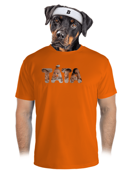 Nápis ocko z vlastných fotiek pánske športové tričko Neon Orange