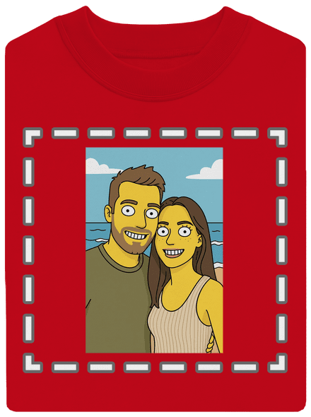 Simpsonovi z vlastnej fotky unisex mikina bez kapucne Red