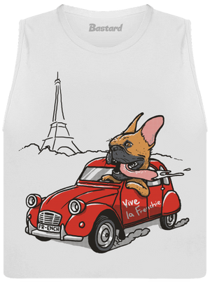 Francúzsky buldoček dámske tielko voľné White