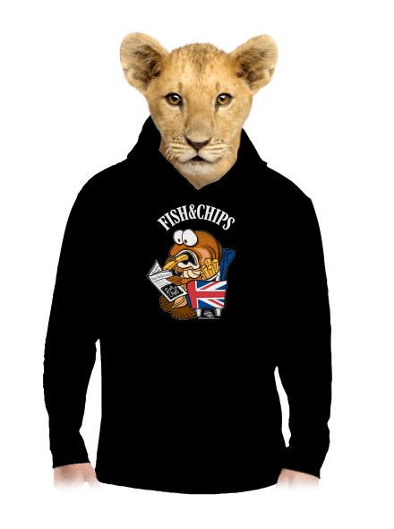 Fish and chips detská mikina klokanka Black