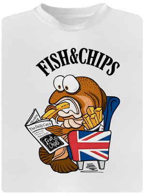 Fish and chips pánske športové tričko White