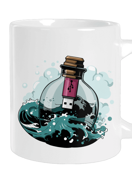 USB odkaz vo fľaši veľký hrnček White