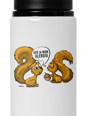Alergická veverička flaša na vodu White