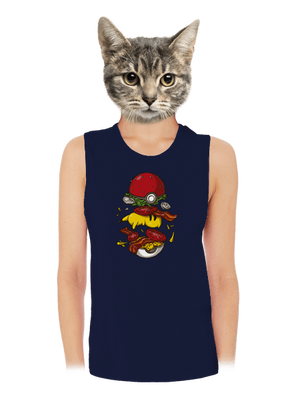 Pokémon burger dámske tielko voľné Navy