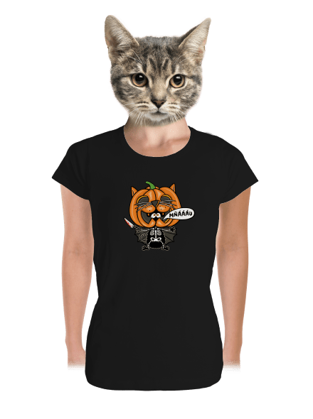 Halloweenská kočička dámske tričko prémium Black