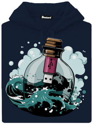 USB odkaz vo fľaši pánska mikina klokanka Navy