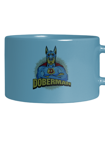 Doberman hrnček makronka Blue Macaron