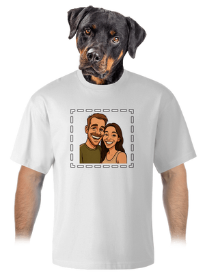 Karikatúra z vlastnej fotky unisex tričko oversized White