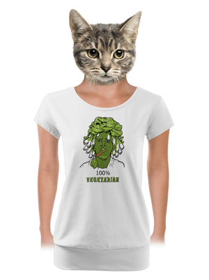 100% vegetarián dámske tričko s lemom White