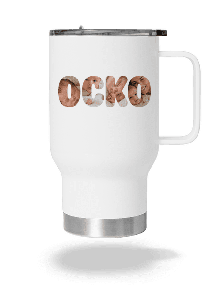 Nápis ocko z vlastných fotiek termohrnček White