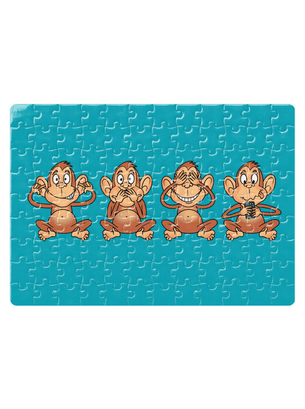 Opička s mobilom puzzle White