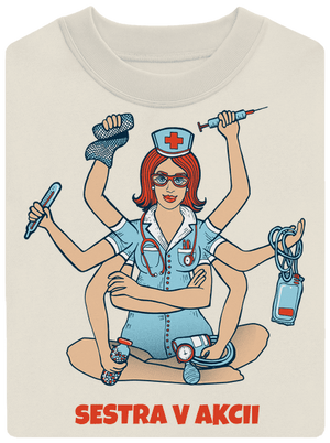 Sestra v akcii unisex mikina bez kapucne Off White