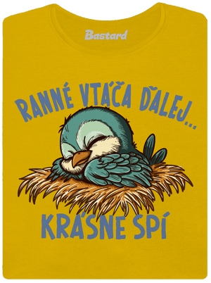 Ranné vtáča spí dámske tričko Yellow