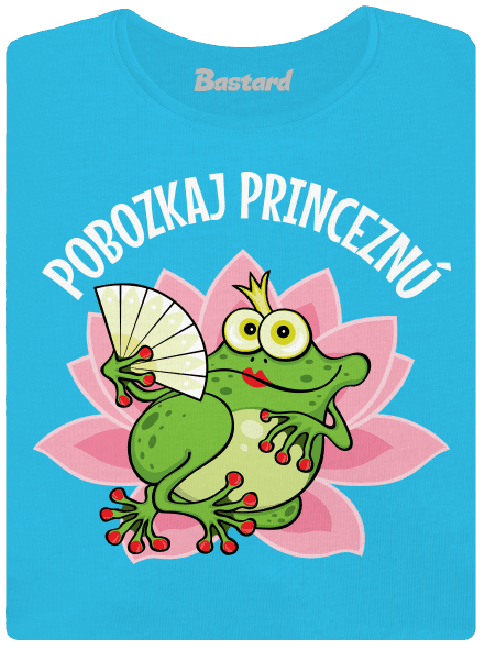 Pobozkaj princeznú a princa dámske tričko s lemom Blue Atol