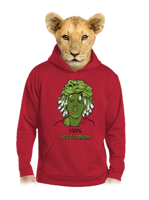 100% vegetarián detská mikina klokanka Fire Red