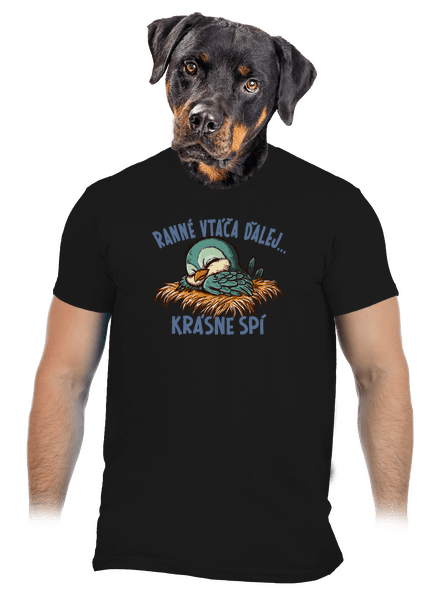 Ranné vtáča spí pánske tričko Black
