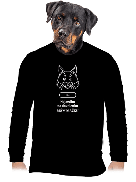 Nemôžem, mám mačku pánske dlhý rukáv Black