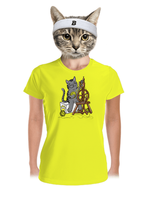 Mačka pradie dámske športové tričko Neon Yellow