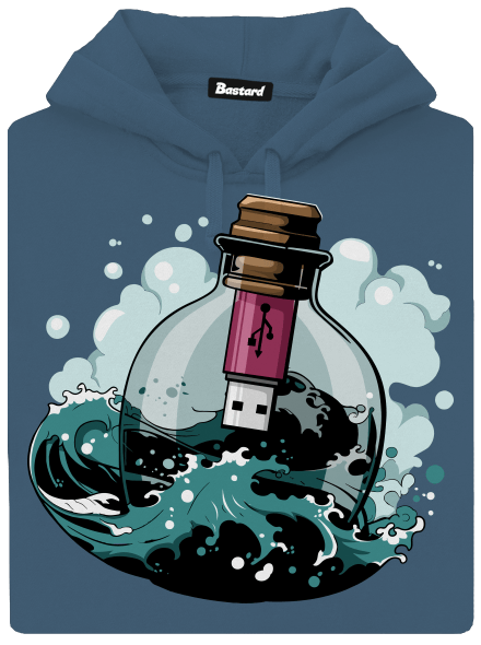 USB odkaz vo fľaši dámska mikina klokanka Denim