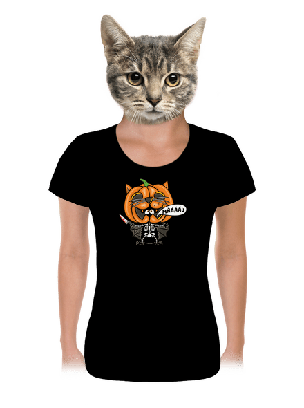Halloweenská kočička dámske tričko Black