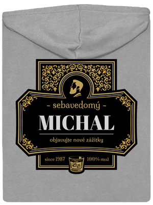 Alkoholová etiketa pánska mikina na zips Light Melange