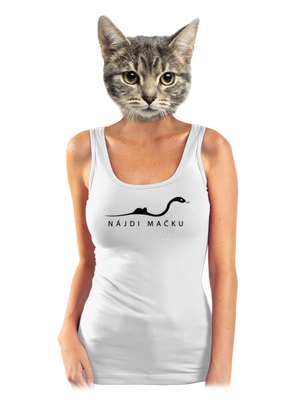 Nájdi mačku dámske tielko klasické White