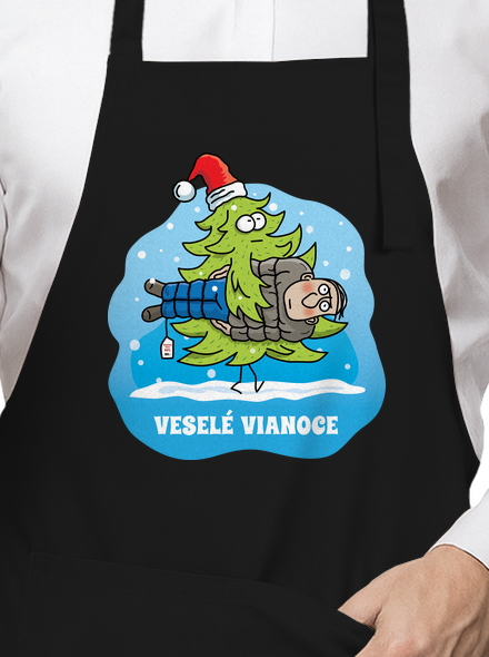 Veselé Vianoce zástera Black