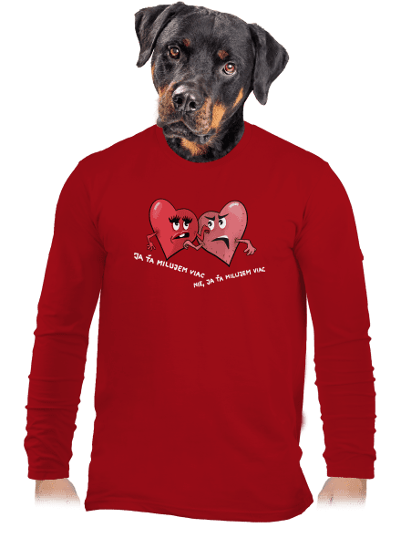 Srdiečka pánske dlhý rukáv Red