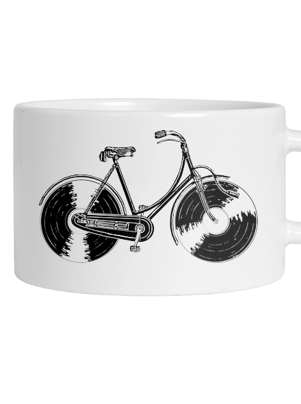 Gramofónový bicykel hrnček makronka White
