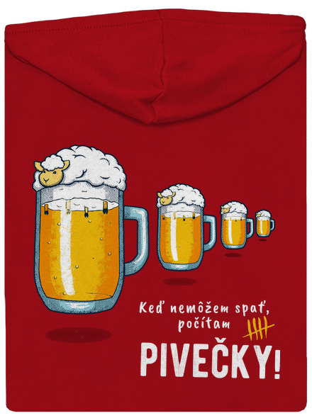 Pivečka pánska mikina na zips Red