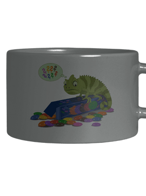 Zmätený chameleón hrnček makronka Grey Macaron